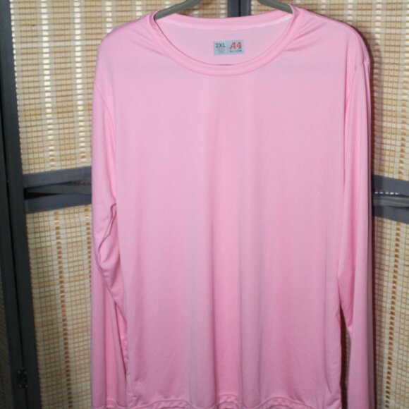 A4 Pink Long Sleeve Performance Crew Tee - Picture 1 of 2